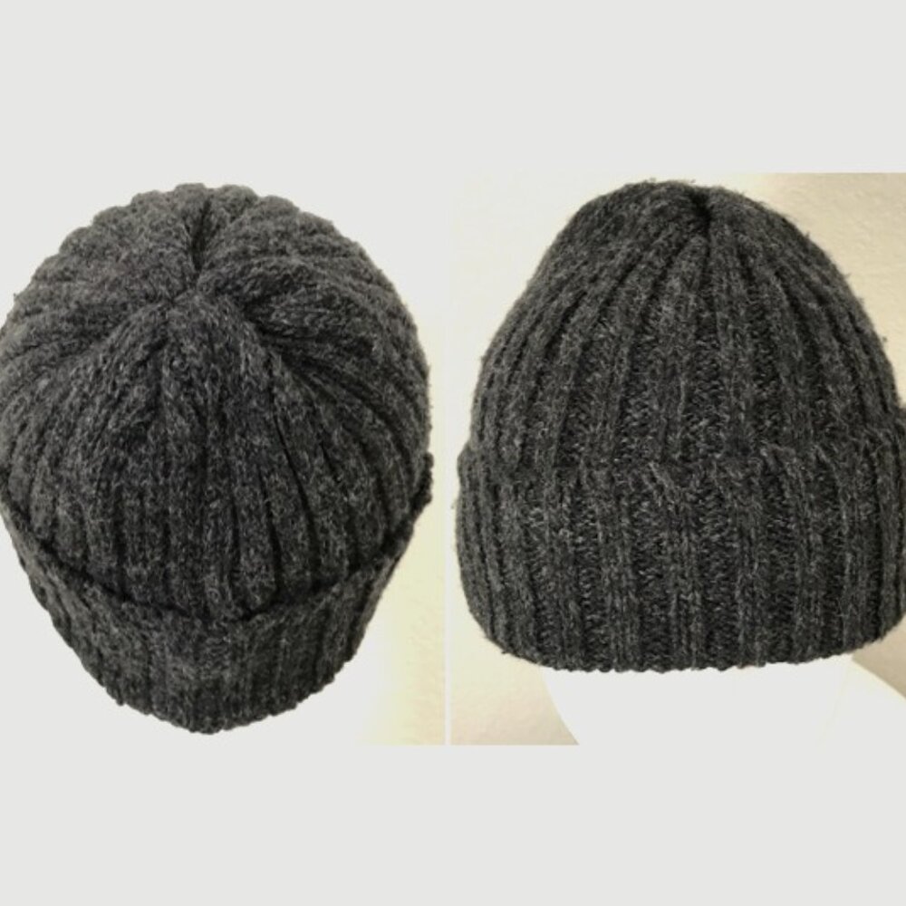 Rib Knit Scarf & Hat Set, Dark Charcoal Gray - Picture 3 of 11